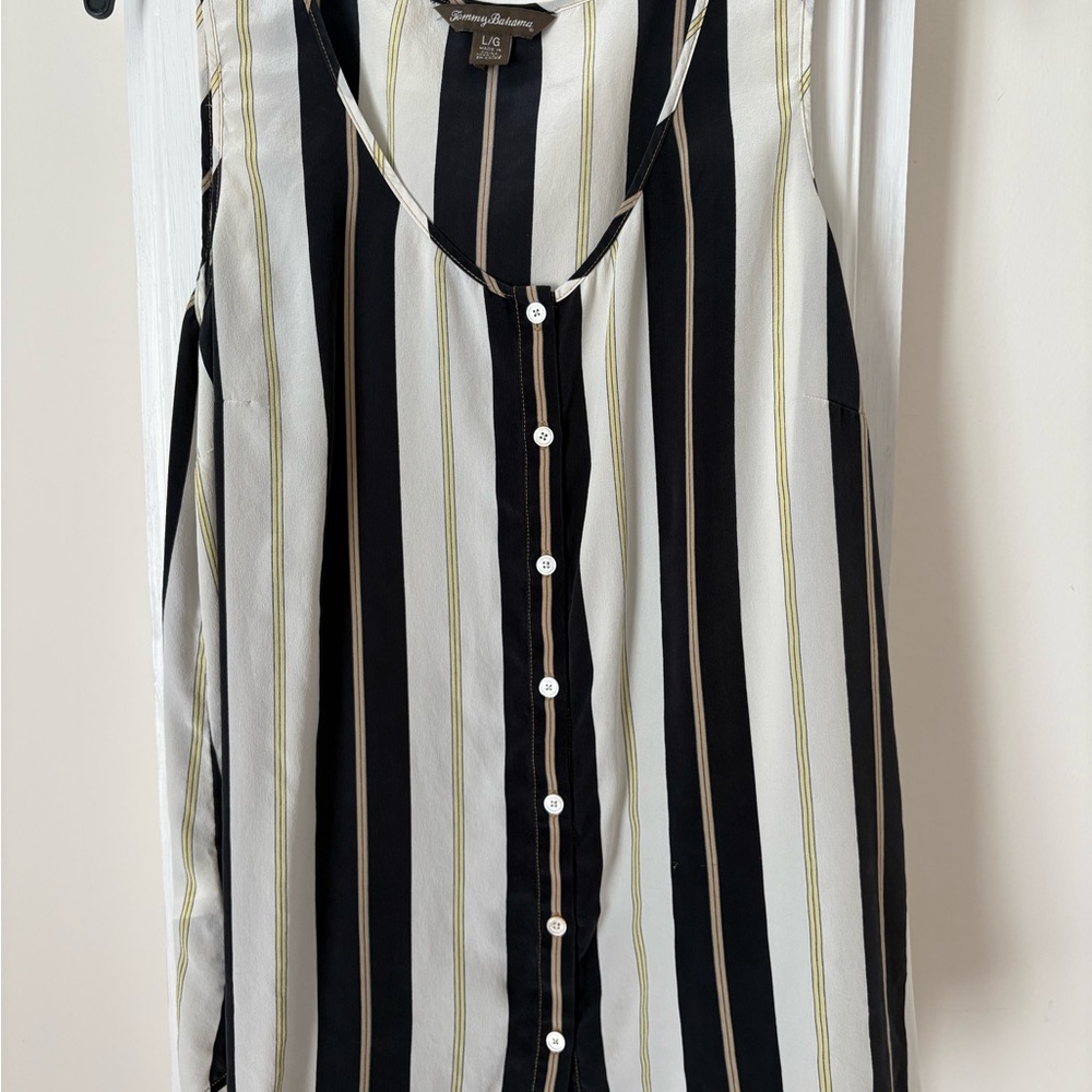 Tommy Bahama Women's Striped Black and White Top